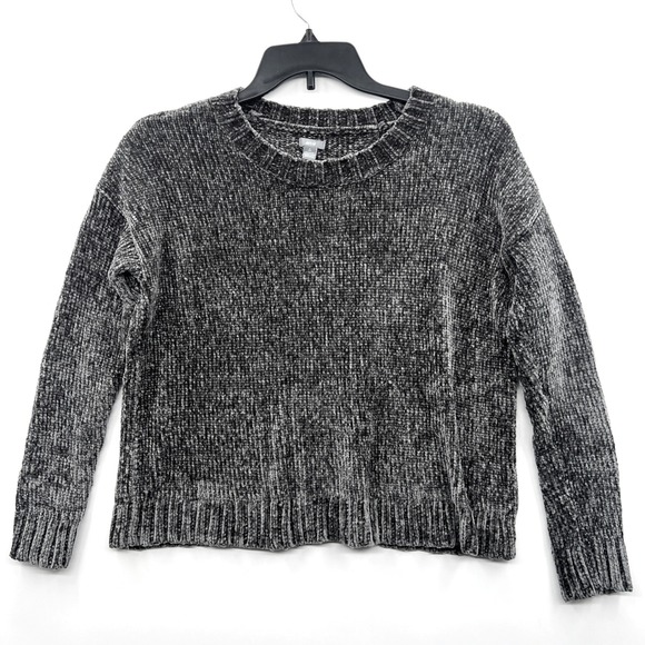 aerie Sweaters - Aerie Women's Chenille Metallic Thread Pullover Sweater Gray Green S Soft‎ Cozy